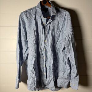 Scott Barber Men's Blue and White Houndstooth Long Sleeve Button Shirt Size XXL